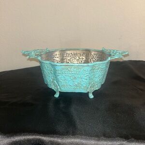 Turquoise and Silver Decorative Bowl
